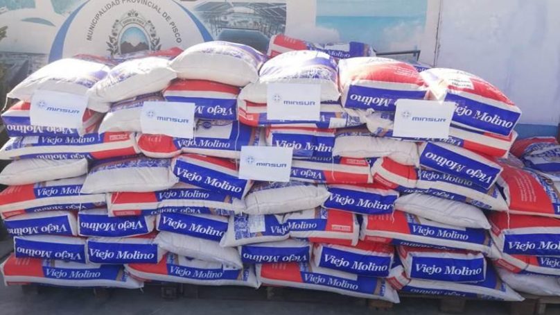 Pisco: Minsur donó 13 toneladas de arroz para familias más vulnerables
