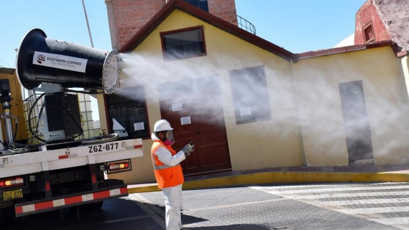 Camiones fumigadores de Southern inician desinfección de la ciudad de Tacna