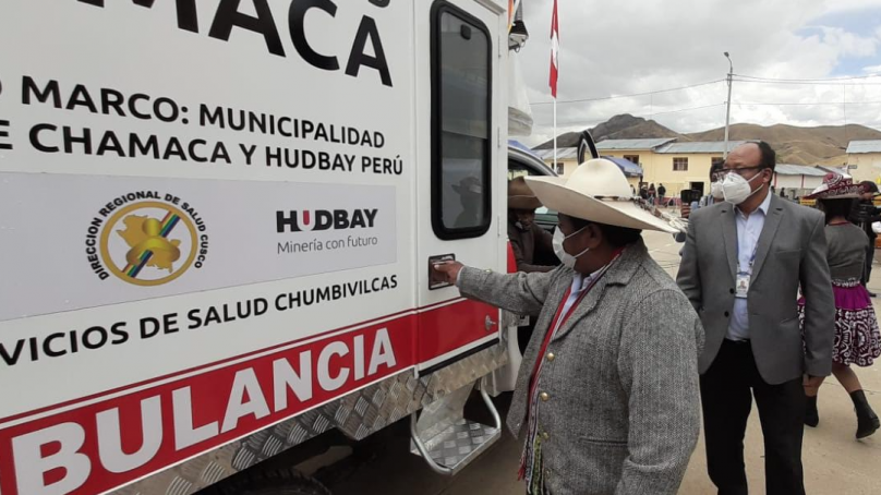 Llega ambulancia para distrito de Chamaca gracias a alianza entre Diresa Cusco, municipalidad y Hudbay